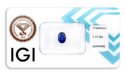 safír 1.17ct blue s IGI certifikátem
