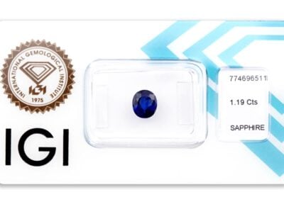 safír 1.19ct deep blue s IGI certifikátem