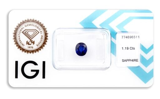 safír 1.19ct deep blue s IGI certifikátem