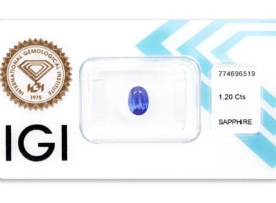 safír 1.20ct deep blue s IGI certifikátem