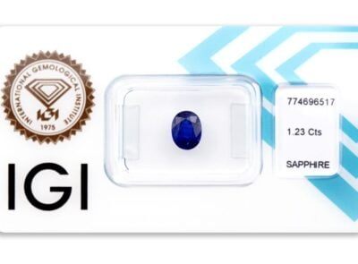 safír 1.23ct blue s IGI certifikátem