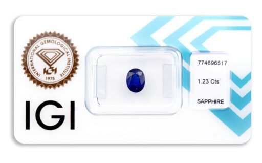 safír 1.23ct blue s IGI certifikátem