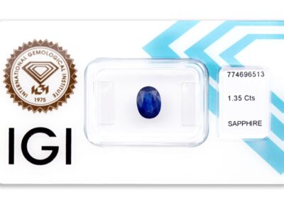 safír 1.35ct blue s IGI certifikátem