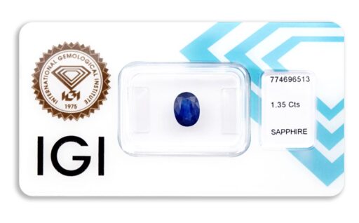 safír 1.35ct blue s IGI certifikátem
