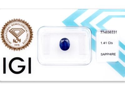 safír 1.41ct deep violetish blue s IGI certifikátem