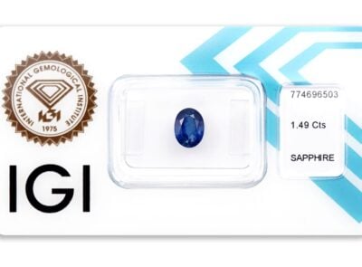 safír 1.49ct blue s IGI certifikátem