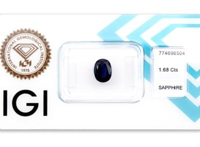 safír 1.68ct dark blue s IGI certifikátem
