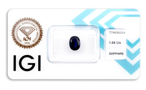 safír 1.68ct dark blue s IGI certifikátem
