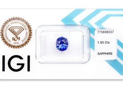 safír 1.93ct deep violetish blue (tepelně neupraven) s IGI certifikátem