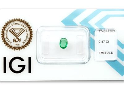 smaragd 0.47ct bluish green s IGI certifikátem