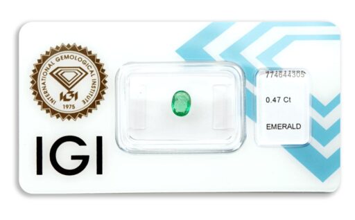 smaragd 0.47ct bluish green s IGI certifikátem