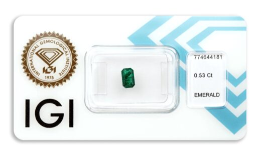 smaragd 0.53ct deep bluish green s IGI certifikátem