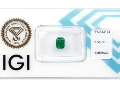 smaragd 0.56ct deep bluish green s IGI certifikátem