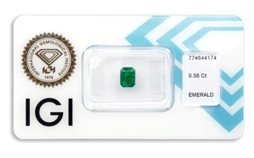 smaragd 0.56ct deep bluish green s IGI certifikátem
