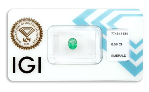 smaragd 0.58ct bluish green s IGI certifikátem