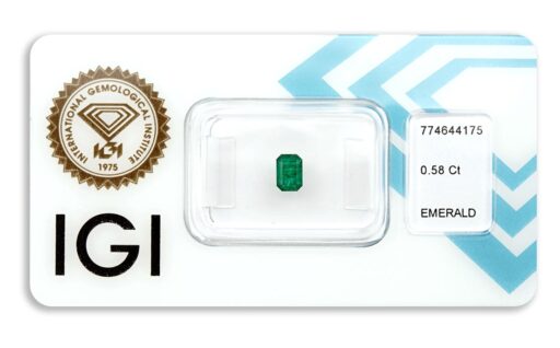 smaragd 0.58ct deep bluish green s IGI certifikátem
