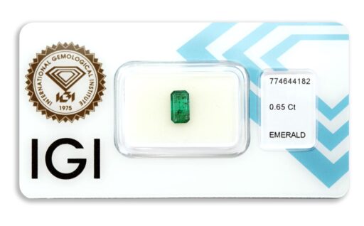 smaragd 0.65ct bluish green s IGI certifikátem