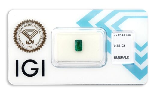 smaragd 0.66ct deep bluish green s IGI certifikátem