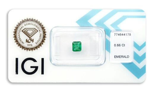 smaragd 0.66ct deep bluish green s IGI certifikátem