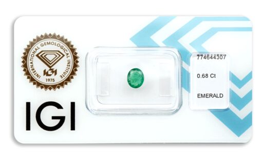 smaragd 0.68ct deep bluish green s IGI certifikátem