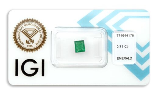smaragd 0.71ct deep bluish green s IGI certifikátem