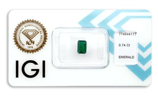 smaragd 0.74ct deep bluish green s IGI certifikátem