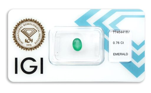 smaragd 0.76ct deep bluish green s IGI certifikátem