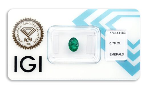 smaragd 0.78ct deep bluish green s IGI certifikátem