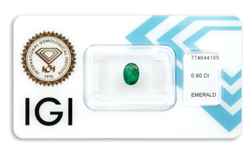 smaragd 0.90ct deep bluish green s IGI certifikátem