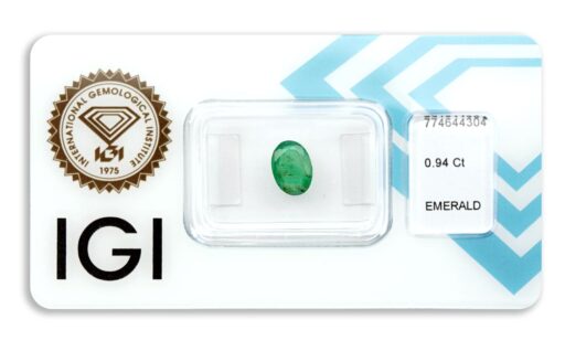smaragd 0.94ct deep bluish green s IGI certifikátem