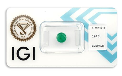 smaragd 0.97ct green s IGI certifikátem