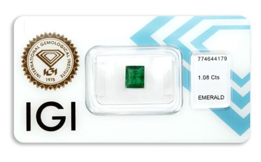 smaragd 1.08ct deep bluish green s IGI certifikátem
