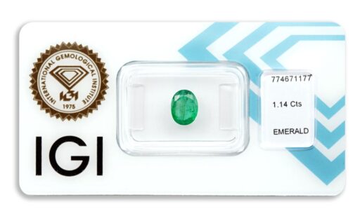 smaragd 1.14ct green s IGI certifikátem