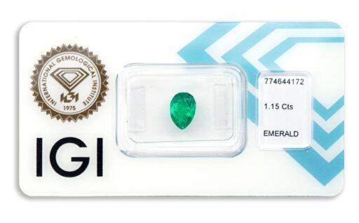 smaragd 1.15ct deep bluish green s IGI certifikátem