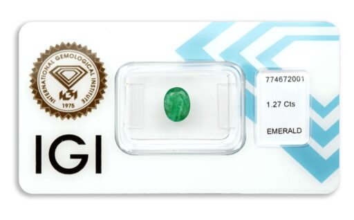 smaragd 1.27ct green s IGI certifikátem