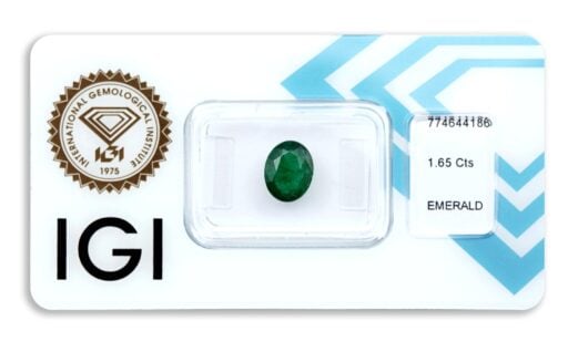 smaragd 1.65ct deep bluish green s IGI certifikátem