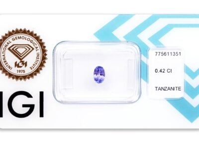 tanzanit 0.42ct bluish violet s IGI certifikátem