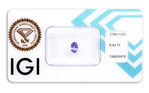 tanzanit 0.42ct bluish violet s IGI certifikátem