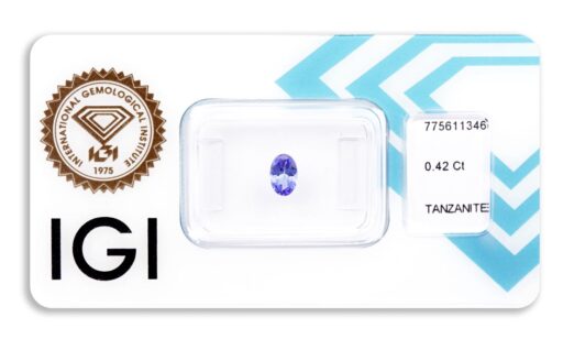 tanzanit 0.42ct violet - blue s IGI certifikátem
