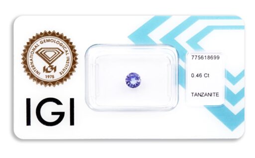 tanzanit 0.46ct violetish blue s IGI certifikátem