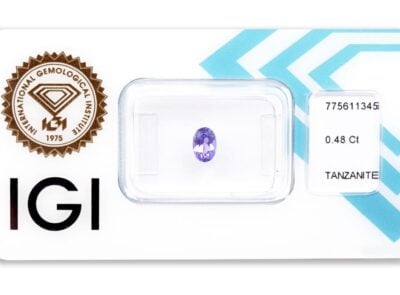 tanzanit 0.48ct bluish violet s IGI certifikátem