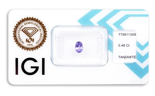 tanzanit 0.48ct bluish violet s IGI certifikátem