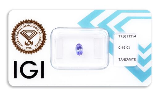 tanzanit 0.49ct bluish violet s IGI certifikátem