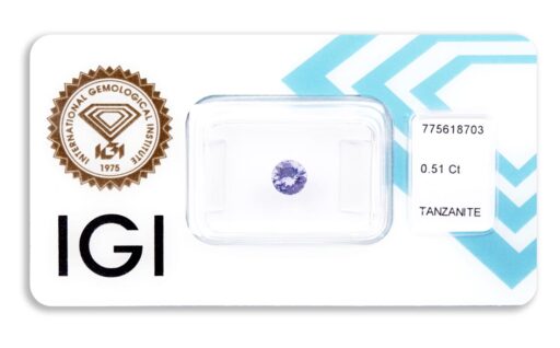 tanzanit 0.51ct violetish blue s IGI certifikátem