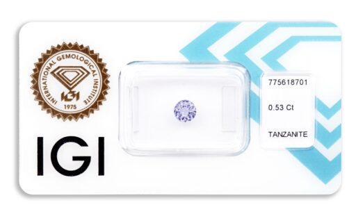 tanzanit 0.53ct violetish blue s IGI certifikátem