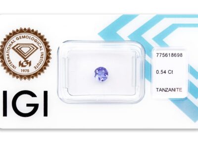 tanzanit 0.54ct violetish blue s IGI certifikátem