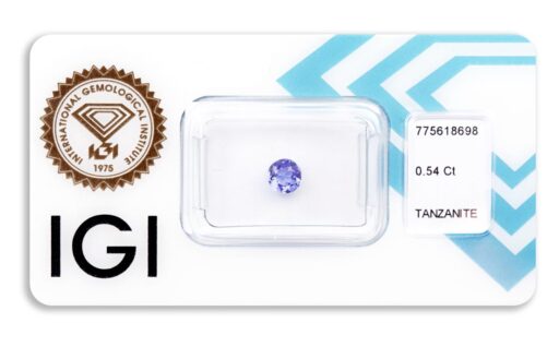 tanzanit 0.54ct violetish blue s IGI certifikátem
