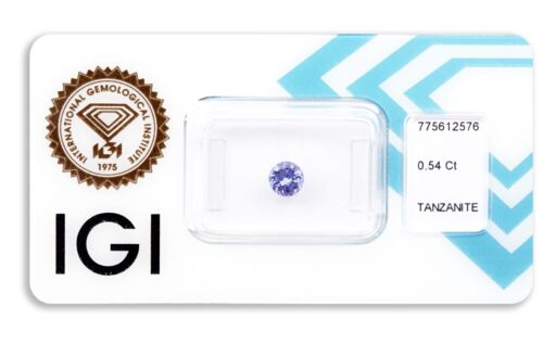 tanzanit 0.54ct violetish blue s IGI certifikátem
