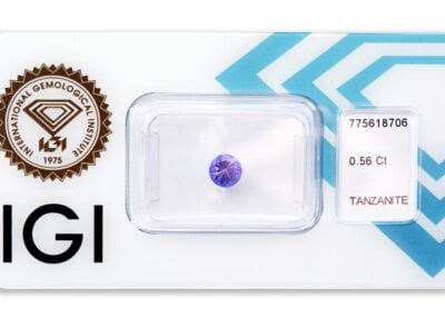 tanzanit 0.56ct violetish blue s IGI certifikátem