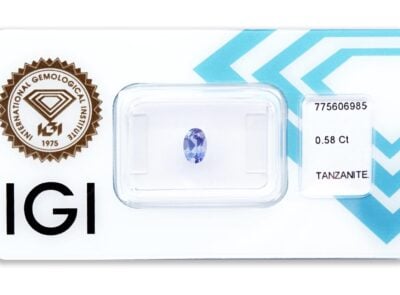 tanzanit 0.58ct violetish blue s IGI certifikátem